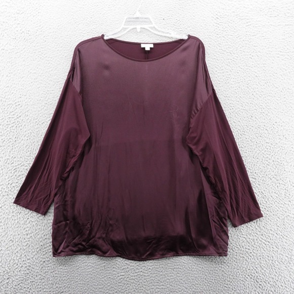 J.Jill Womens 2X Burgundy Rayon Blend Long Sleeve Comfort Top Blouse - Picture 1 of 11